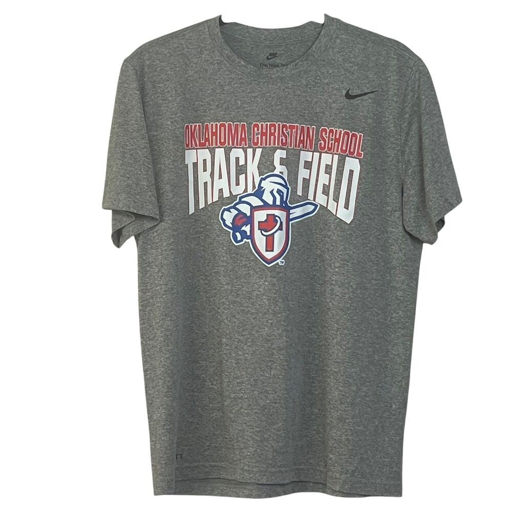 Nike Dri-FIT Men's T-Shirt Oklahoma Christian School Track Field Gray L Teeneger - Picture 8 of 10